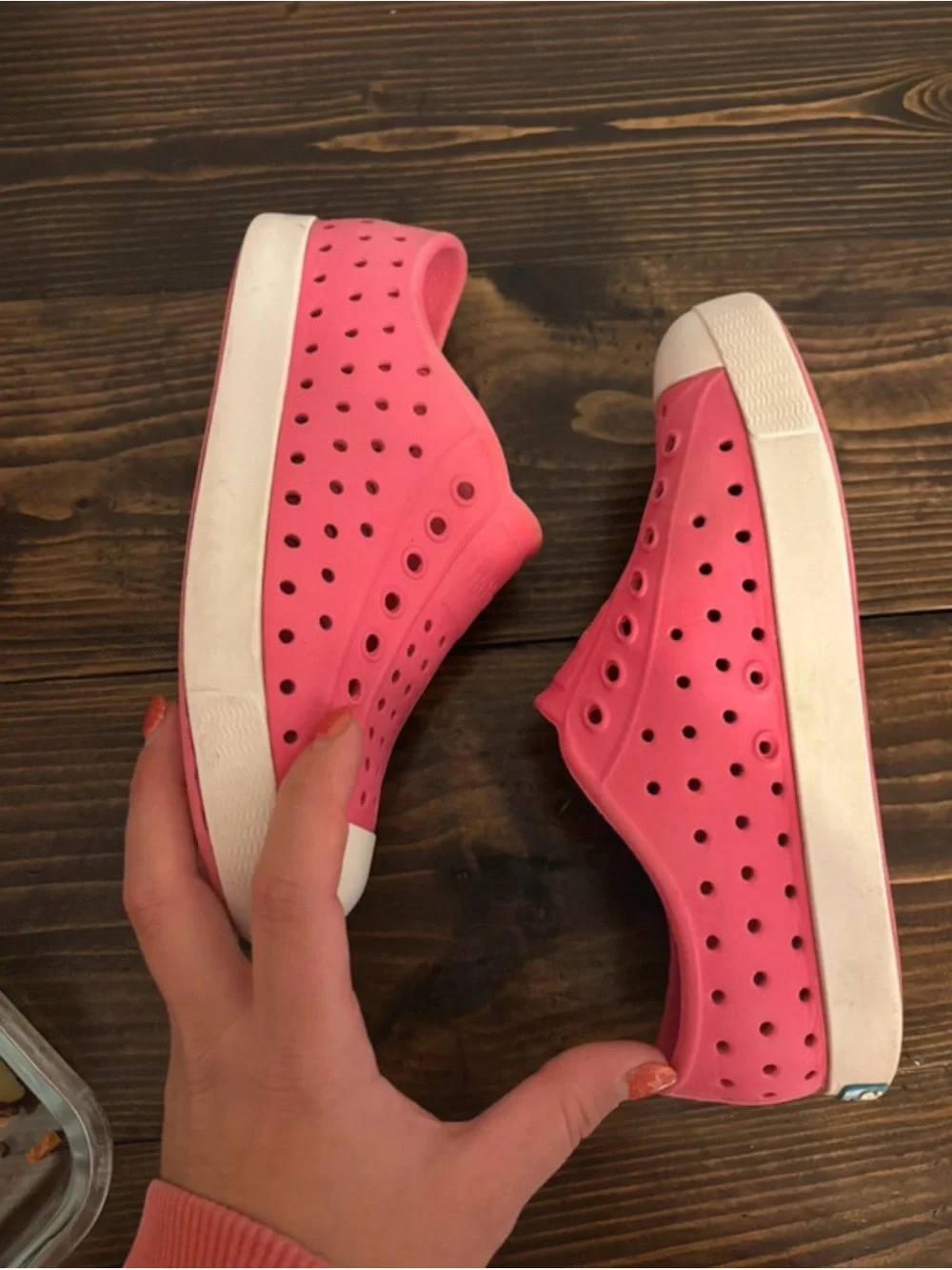 C13 pink and white native Jefferson shoes